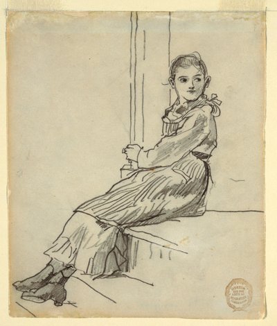 Girl Seated on a Porch Step by Winslow Homer